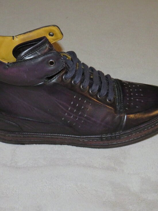Berluti Playtime Script Leather Purple Burnished High Top Sneakers 9.5 main image 8